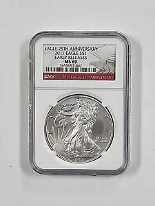 2011 Silver Eagle �� NGC �ɂ�� MS69 �Ƃ��ĔF�� ���������[�X 25 ���N
