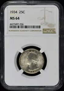 1934 Vg NH[^[ 25C NGC MS64
