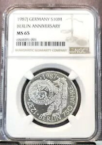 1987 �h�C�c �V���o�[ 10 �}�[�N �x������ �A�j�o�[�T���[ NGC MS 65 �i�C�X �W�F�� BU