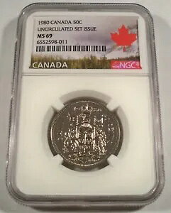 1980 �J�i�_ NGC MS69 �n�[�t�_���[ 50c �u���C�g�z���C�g MS 69