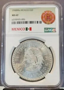 1948 ���L�V�R �V���o�[ 5 �y�\ S5P CUAUHTEMOC NGC MS 62 �f���炵������