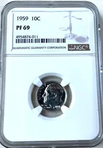 ? 1959-P NGC PF69 �v���[�t ���[�Y�x���g �_�C�� �X�P�[�� ���x�� �O���[�h