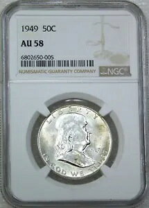 1949 P �t�����N���� �n�[�t�_���[ NGC AU58 �����ڂ̓t���x�����C�� PQ �O���[�f�B���O�ς� #F740C