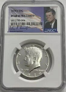 1970 S NGC PF68 �E���g�� �J���I �V���o�[ �v���[�t �P�l�f�B �n�[�t�_���[ �z���C�g �R�C�� JFK 50C