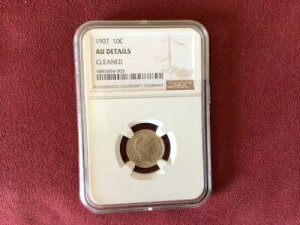 1907 Barber Dime NGC �O���[�h AU �ڍ� - �N���[�j���O�ς�
