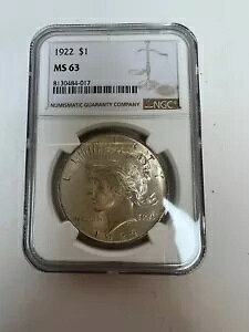 1922 a $1 h 90% Vo[ NGC MS63 RC