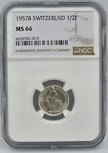 1957 B XCX Vo[ 1/2 tANGC MS66AtXeB T[tFXA UNC
