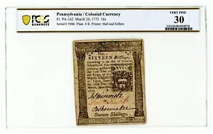 FR�B PA-162 1773 �N 3 �� 20 �� 16 �V�����O �y���V���o�j�A �R���j�A�� PCGS VF30 (�}�C�i�[��)