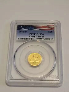 2016-P 真珠湾攻撃 75 周年記念金貨 PCGS MS70 1/10 ワンス
