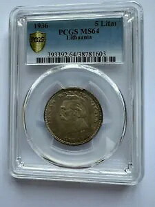1936 リトアニア 5 リタイ・バサナビシウス PCGS ----MS 64----