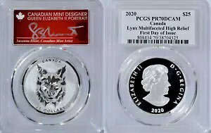 2020 カナダ 多面 LYNX $25 シルバー コイン PCGS PR 70 ブラント署名