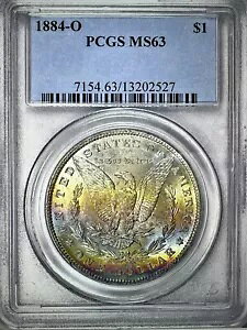 1884 O レインボー トーン モーガン $ PCGS MS 63????魅力的な PQ カラー????素敵なコイン