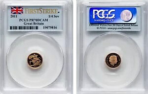 英国 - イギリス、ゴールド 1/4 ソブリン 2011 - PCGS PR 70 DCAM、RARE9