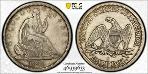 1845 O PCGS VF �ڍ� |�V���o�[ �V�[�e�b�h ���o�e�B �n�[�t�_���[ - 50c �č��R�C�� #42890A