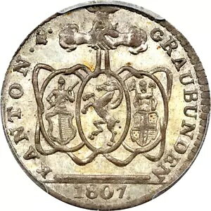 1807 �X�C�X �J���g���A�O���E�u���f���A1 �o�b�c�F���APCGS MS 63�A�X�C�X