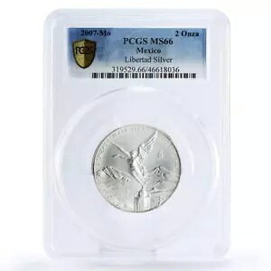 メキシコ 2 オンザ リベルタ独立天使 MS66 PCGS 銀貨 2007