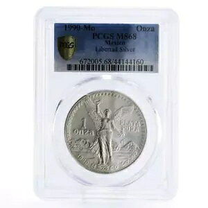メキシコ 1 オンザ リベルタ独立天使 MS68 PCGS 銀貨 1990