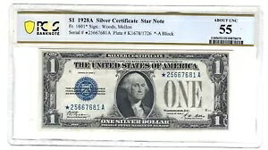 Fr 1601* 1928A $1 �V���o�[�ؖ����X�^�[ PCGS ������ 55 �V���o�[ �X�^�[�ɂ���