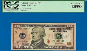 2004A $10 FRN Ag^ X^[ PCGS 68PPQ 2 Ԗڂɍō Fr 2309-F* VA 00005865*