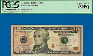 2004A $10 FRN Ag^ X^[ PCGS 68PPQ 2nd ō Fr 2309-F* VA 00005879*