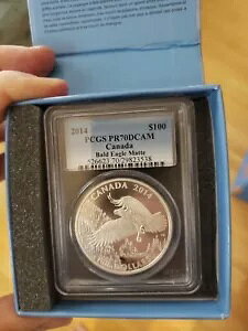 2014 �J�i�_ S $100 �s���A�V���o�[ �n�N�g�E���V PCGS PR 70 DCAM POP 10