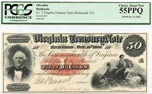 1862 Cr.7 $50 �o�[�W�j�A�����ȃ��b�`�����h VA �p�~���� PCGS CAU55 PPQ