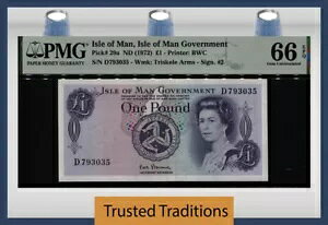 TT PK 29a 1972 マン島 1 ポンド ビューティフル クイーン エリザベス II PMG 66 EPQ ジェム