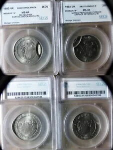 �G���[:���[���b�p �p�^�[�� 1992 UK 2 Ecu �ƍ��y�A Dbl.Struck�AUni Face Rev.MS64 CT193