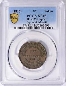 1836 �j���[���[�N �X�N���C�A & �����b�g �n�[�h�^�C���Y �g�[�N�� HT-325 PCGS XF-45