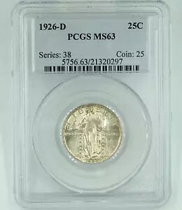 1926-D PCGS MS63 �X�^���f�B���O ���o�e�B �N�H�[�^�[ �O���[�g �A�C �A�s�[��