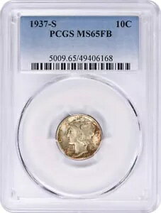1937-S �}�[�L�����[ �V���o�[ �_�C�� MS65FB �g�[�� PCGS