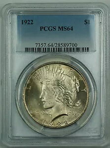 1922 �s�[�X �V���o�[ �_���[ $1 PCGS MS-64 ���C�g�g�[�� BW