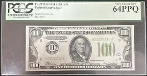 1934 �h�� 100 �Z���g���C�X�A�M������s�� PCGS Very Choice New 64 PPQ