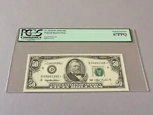 US $50 FR 2125-D* - �X�^�[ 1993 Fed Resv Note �N���[�u�����h (D* �u���b�N) PCGS 67 PPQ