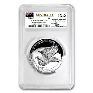 2014 AUS 5 オンス シルバー ウェッジテイルド イーグル PR-70 PCGS (箱ダメージ)