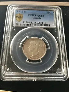 1872H PCGS �J�i�_�O���[�h�A?25 �Z���g�A**AU-53**(�z���_�[�� Sm 2 �̋L�ڂȂ�)