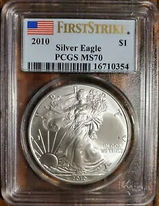 2010 USD $1 1 �g���C �I���X �V���o�[ �A�����J�� �C�[�O�� PCGS MS70 �t�@�[�X�g �X�g���C�N 16710354 �f�G�ł�