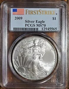 2009 USD $1 1 �g���C �I���X �V���o�[ �A�����J�� �C�[�O�� PCGS MS70 �t�@�[�X�g �X�g���C�N 12945565 �f�G�ł�