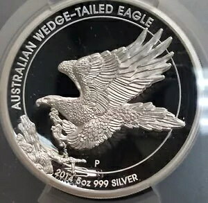 2014 オーストラリア 5オンス シルバー ハイレリーフ ウェッジ テール イーグル $8 PCGS PF70 メルカンティ