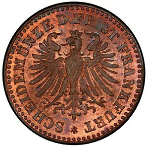 �uFINEST KNOWN�v@ PCGS & NGC GERMAN HELLER 1864 PCGS MS66 RB UBER-COOL-GEM TONED