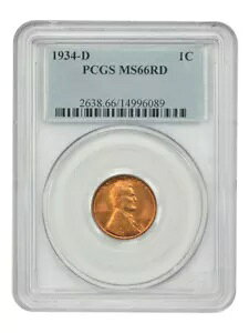 1934-D 1C PCGS MS66RD - �����J�[�� �Z���g (�E�B�[�g ���o�[�X) - ���u���[ �~���g ���b�h �����J�[��