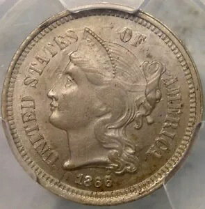 1866 3 Zg jbP S[WX o[X g[jO ͂ȃfA _C NbV PCGS MS 63