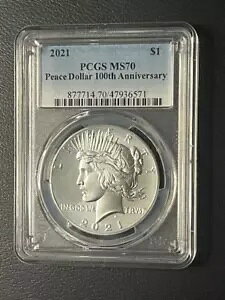 2021 $1 Peace Silver Dollar PCGS MS70 �u���[���x�� ***�S�[�W���X�ȃR�C��***