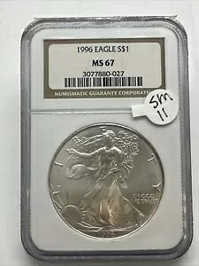 1996 $1 �A�����J�� �V���o�[ �C�[�O�� NGC MS67 �N���V�b�N �u���E�� ���x�� SM-11