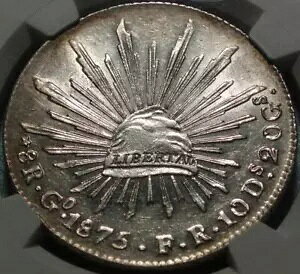 1875 LVR .903 Vo[ "CAP & RAYS" NGC AU ڍ EIGHT REALES OAit@g ~g