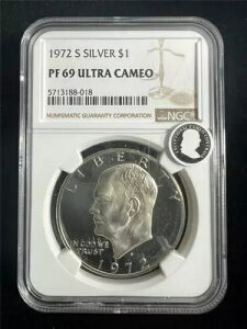 1972 S AC[n[ IKE Vo[ $1 h PF69 Eg JI UCAM DCAM NGC SKU 3580