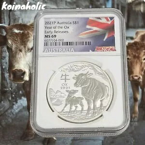 2021 P �V���o�[ 1oz Year Of The OX Australia NGC MS69 ���������[�X ����̂���