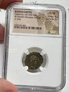 ���[�}�鍑 GALLIENUS 253-268 AD Bi Double-Denarius 1.82g NGC Choice VF