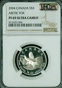 2004 �J�i�_ �A�[�N�e�B�b�N �t�H�b�N�X $3 1/2 �I���X �V���o�[ NGC PF69 �E���g���w�r�[ �J���I MAC �X�|�b�g���X