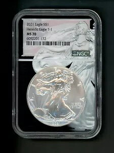 2021 US �A�����J�� �V���o�[ �C�[�O�� �h�� $1 NGC MS70 GEM UNC Heraldic Eagle T-1